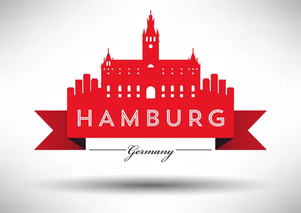 Graphic Design of Hamburg City Skyline — Stock Vector