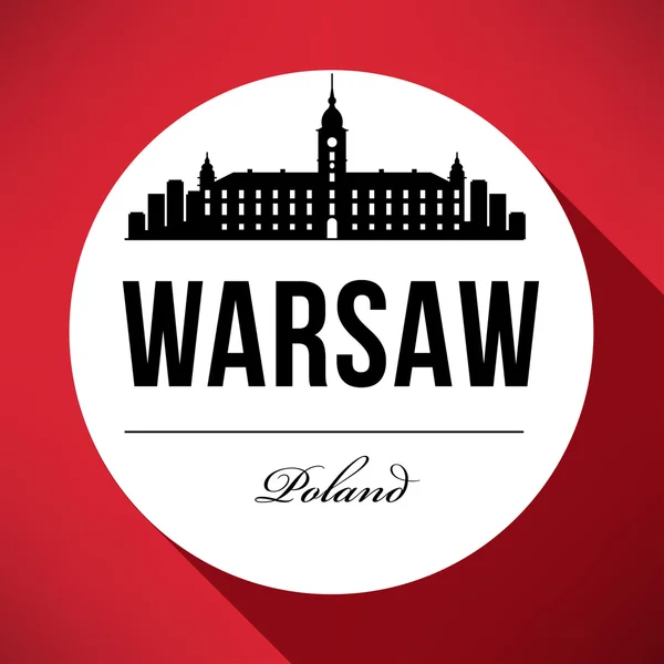 Projekt graficzny panoramę miasta Warszawy — Wektor stockowy