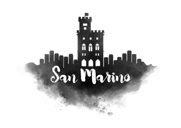 Akvarelem San Marino Panorama — Stock fotografie