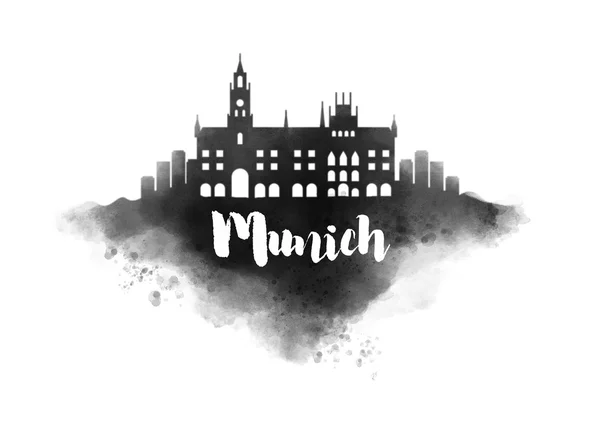 Aquarel Munich City-Skyline — Stockfoto
