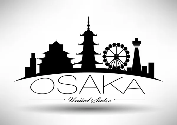 大阪市のスカイラインのグラフィック デザイン — ストックベクタ