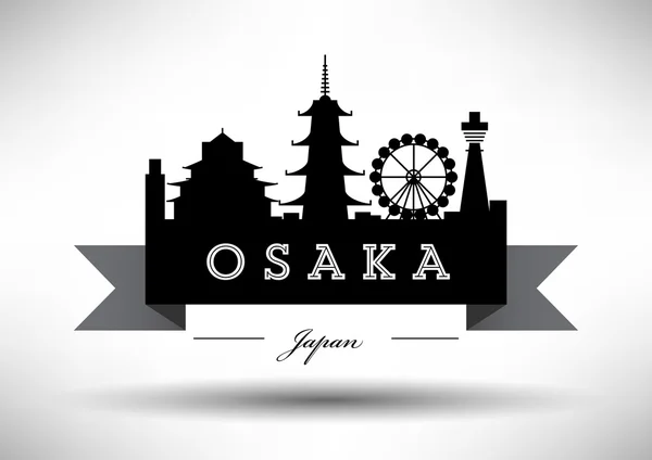 Grafický Design panorama města Osaka — Stockový vektor