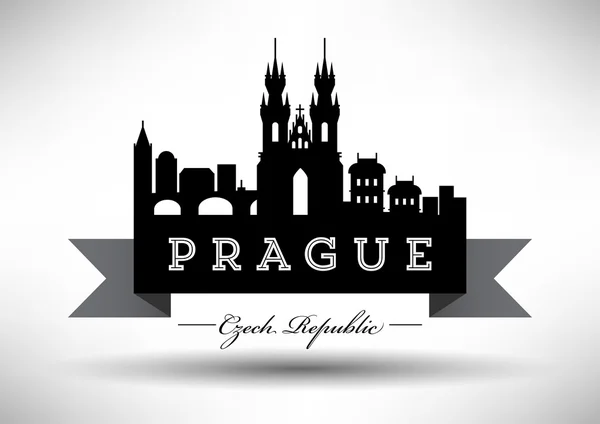 Prag şehir manzarası grafik tasarım — Stok Vektör