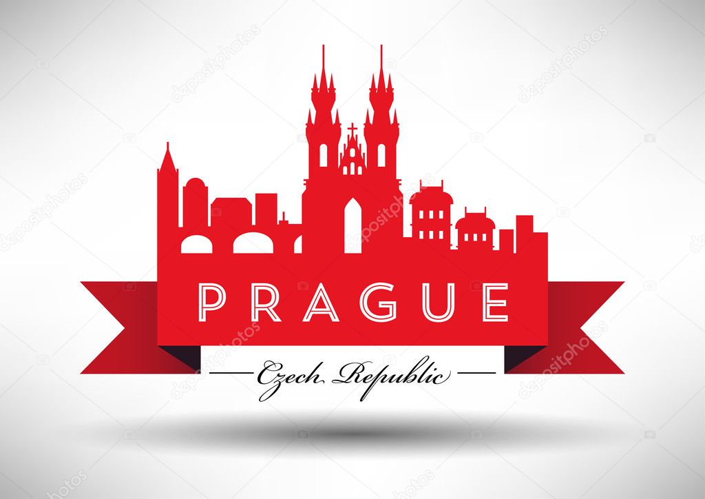Graphic Design of Prague City Skyline