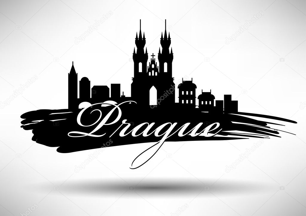 Graphic Design of Prague City Skyline