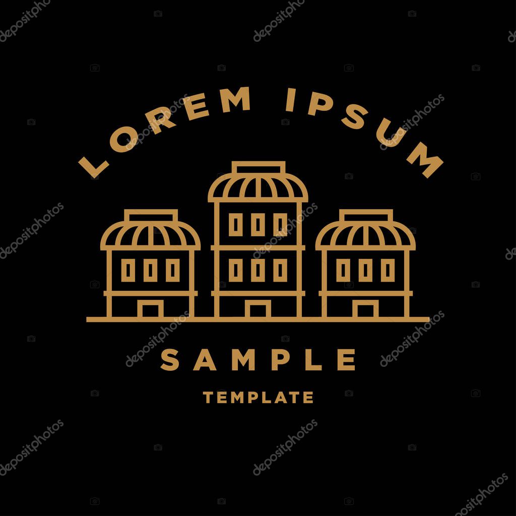 Buildings modern style linear logo, vector illustration