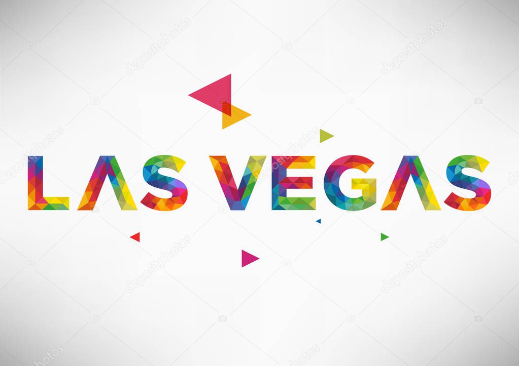 Las Vegas city name design with polygonal colorful letters over white background, vector illustration
