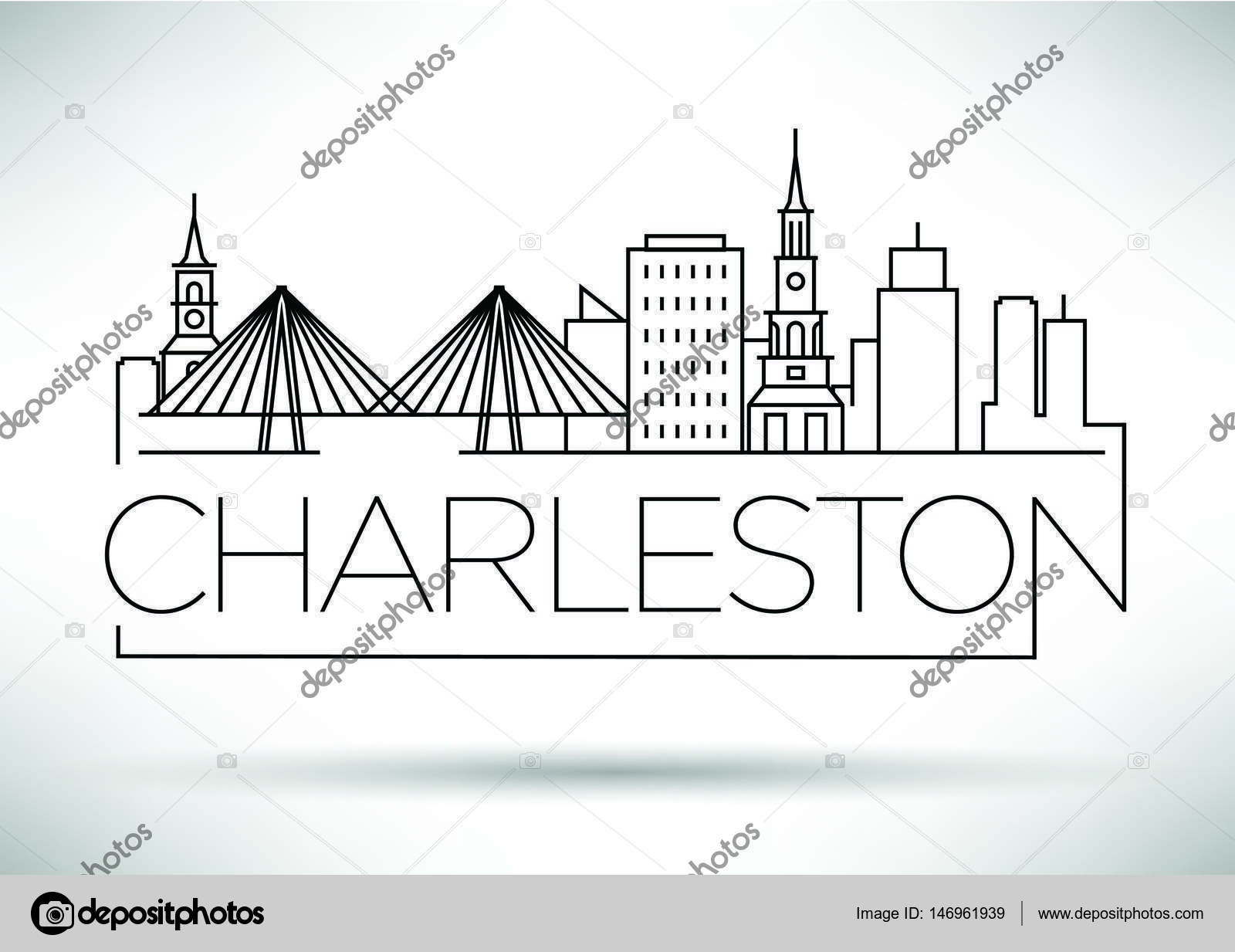 Charleston Linear City Skyline Stock Vector Image By ©kursatunsal