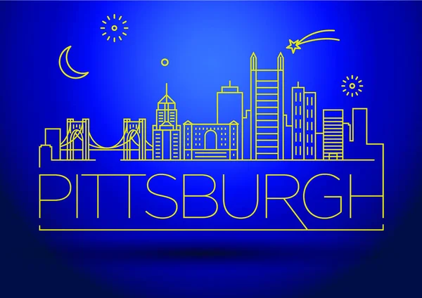 De Skyline van de lineaire stad van Pittsburgh — Stockvector