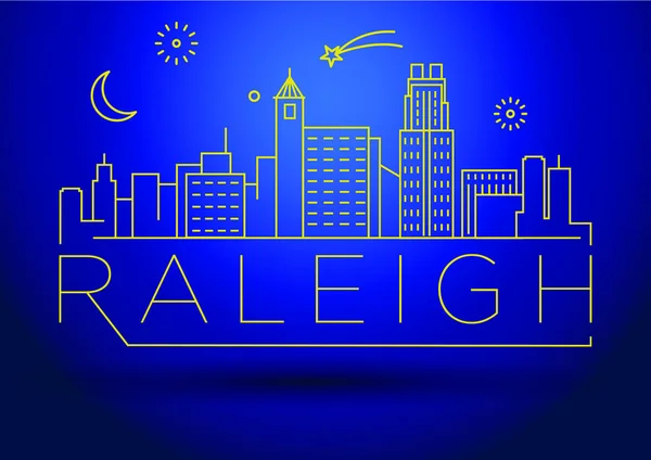Raleigh lineáris City Skyline — Stock Vector