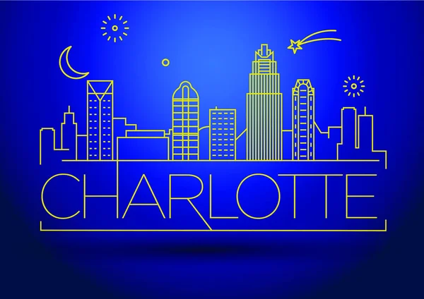 Charlotte lineáris City Skyline — Stock Vector