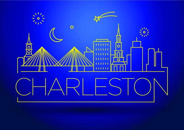 Charleston lineáris City Skyline — Stock Vector