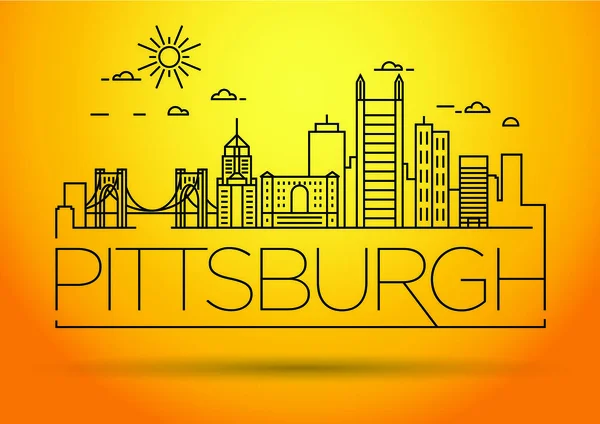 Pittsburgh Linear City Skyline — Archivo Imágenes Vectoriales