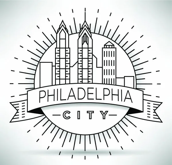 Filadelfia Linear City Skyline — Vettoriale Stock