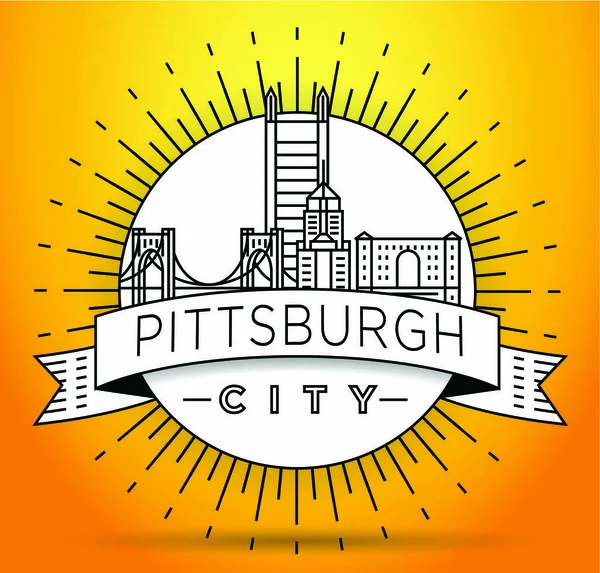 Pittsburgh Linear City Skyline — Archivo Imágenes Vectoriales