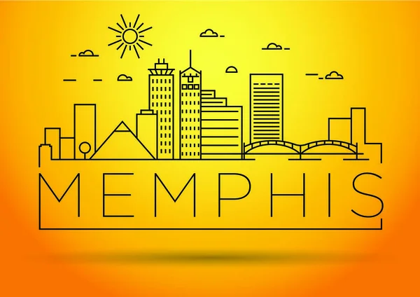 Memphis Linear City Skyline — Vetor de Stock