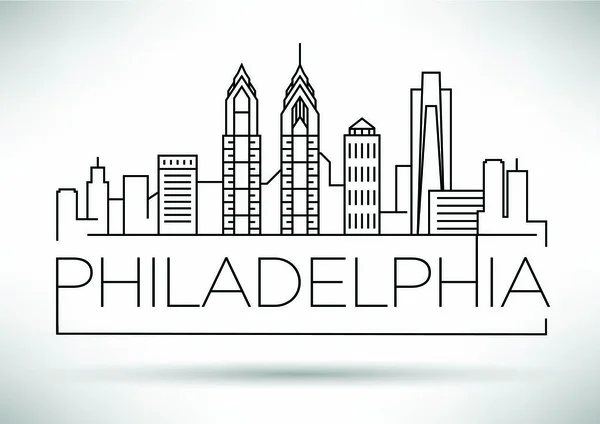 Lineare Stadtsilhouette von Philadelphia — Stockvektor