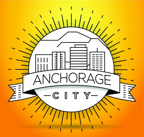 Anchorage Linear City Skyline — Stock Vector