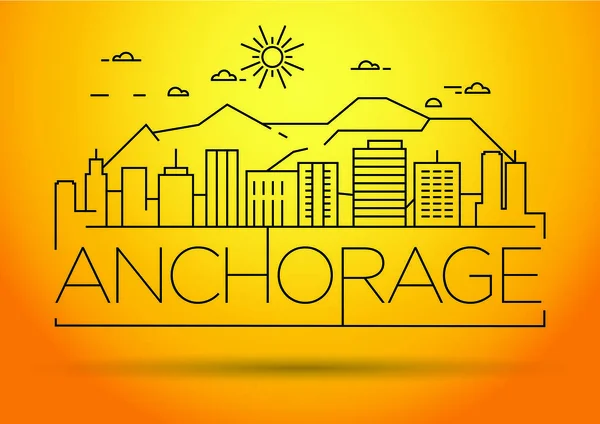 Anchorage Linear City Skyline — Stock Vector