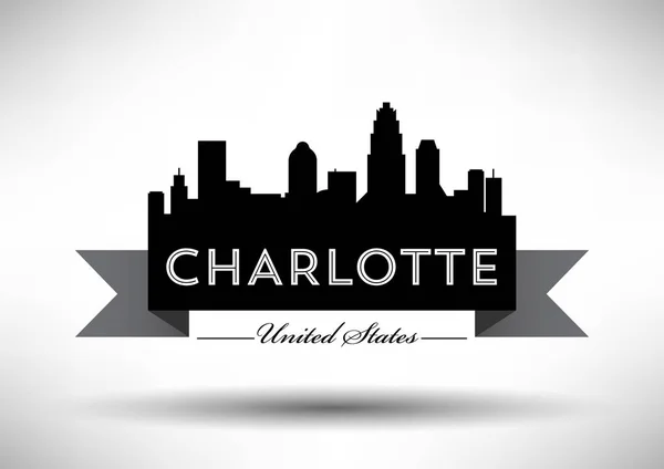 Charlotte stadens silhuett — Stock vektor