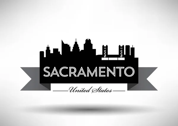 Skyline della città Sacramento — Vettoriale Stock