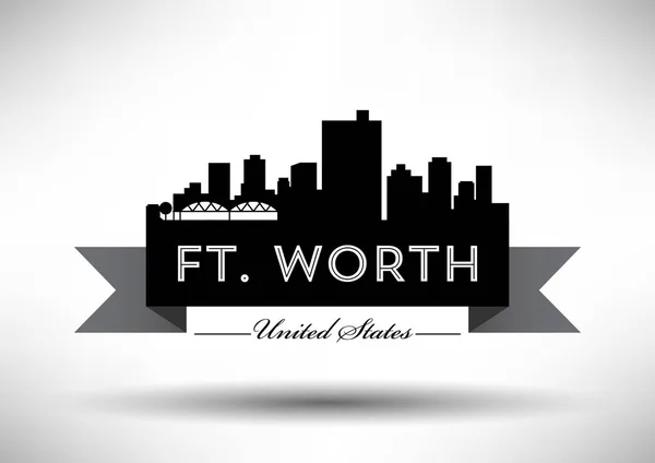 Skyline de cidade de ft. Worth — Vetor de Stock