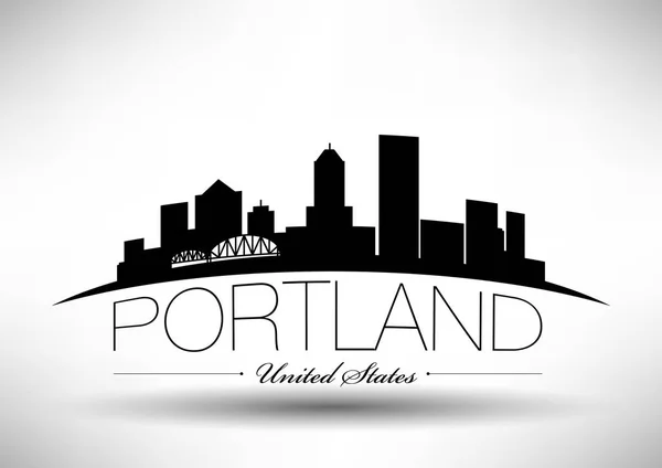Portland City Skyline — Stock Vector