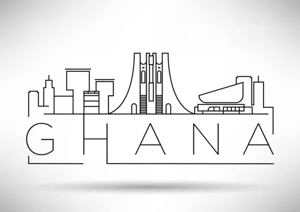 Ciudad Mínima Linear Skyline Con Diseño Tipográfico — Vector de stock