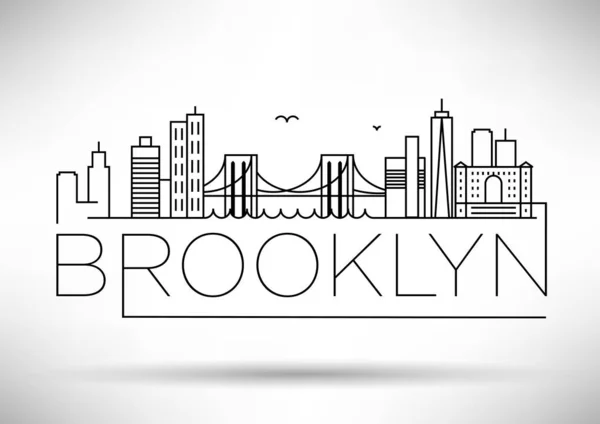 Minimale City Lineaire Skyline Met Typografisch Ontwerp — Stockvector