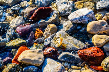 Deniz taşları ve şeffaf dalgalar.