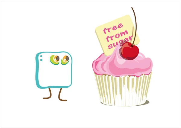 Cupcake önünde küp şeker