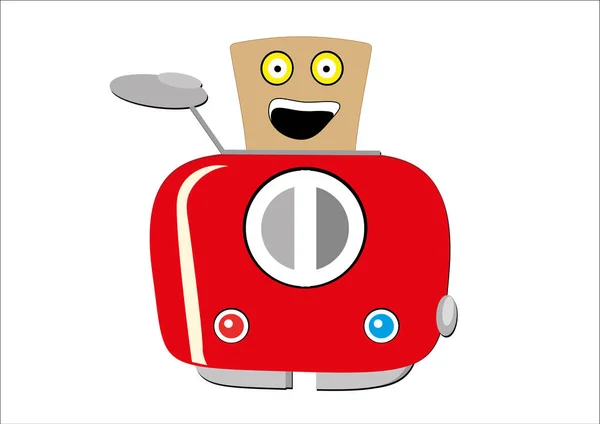 Resimli kırmızı tost makinesi, ajitasyon gösterilen tost dilim ile bir