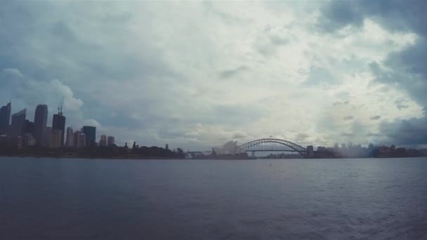 悉尼海港大桥时间之窗&悉尼歌剧院天际线Nsw澳大利亚 — 图库视频影像