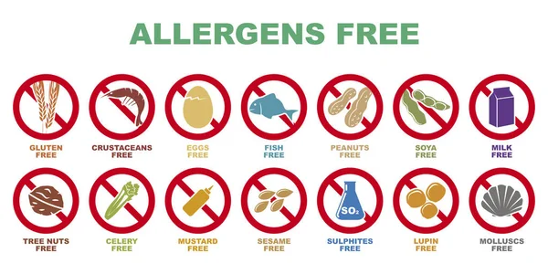 Allergener gratis ikoner — Stock vektor