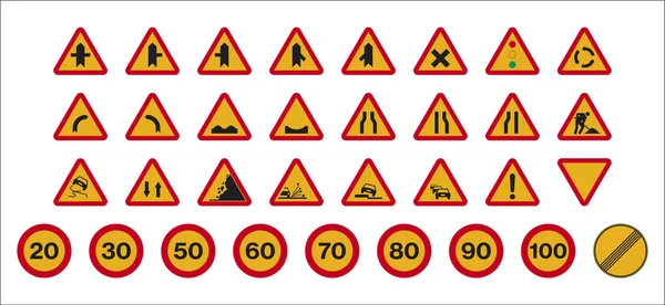 Набор Обособленных Испанских Дорожных Знаков — стоковый вектор