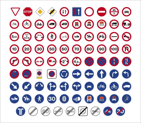 izole İspanyol yönetmelik trafik işaretleri kümesi