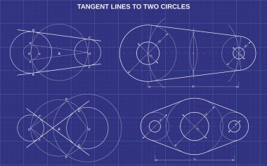 tangent lines to two circles on technic background clipart