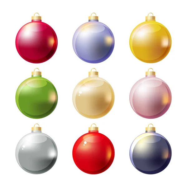 Christmas balls decor set gradient mesh realistic — Stock Vector