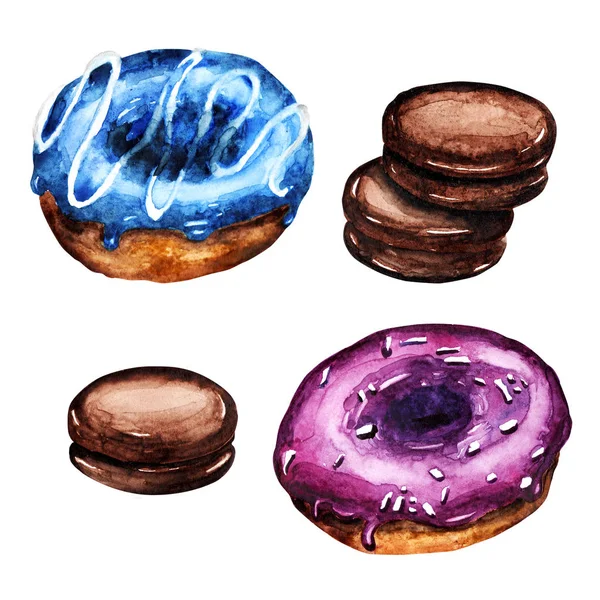 색깔 묘사 고립된 물체 도넛 과 쿠키 — 스톡 사진