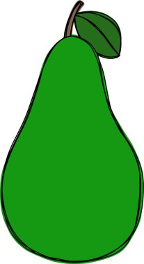 Vektör, çizgi film tarzında renkli yeşil armut meyvesi çiziyor. Bunu baskı, kitaplar, dergiler, web tasarımı, giysiler, çıkartmalar veya posterler için logo, resim, illüstrasyon veya simge olarak kullanabilirsiniz.