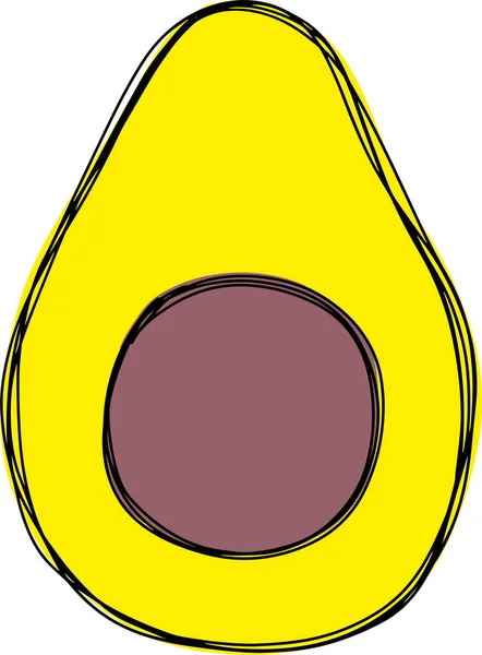 Vector Drawing Sketch Colored Fruit Yellow Avocado Cartoon Style You — Stock Vector