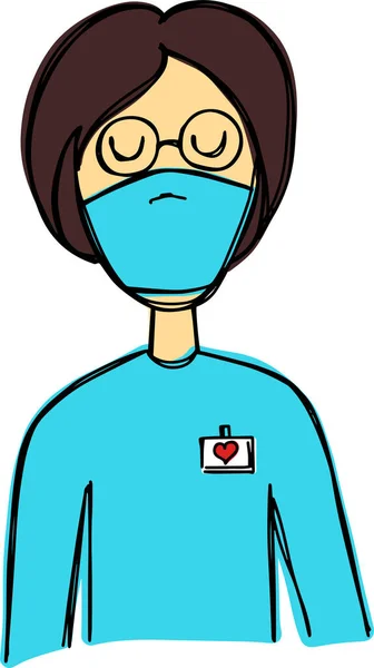 Vektör, tıbbi maskeli bir kadın doktorun robot resmini çiziyor. Bunu bir logo, illüstrasyon, ikon, grafik tasarım, web tasarımı, reklam, poster, uyarı veya tanımlama olarak kullanabilirsiniz..