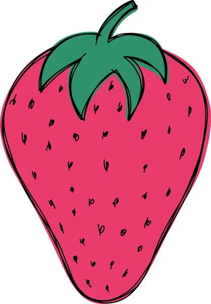 Vektorzeichnung Skizze Der Farbigen Frucht Rote Erdbeere Cartoon Stil Sie — Stockvektor