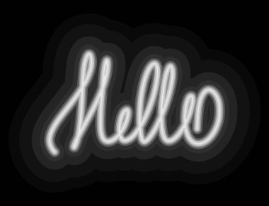 İngilizce kelimeler logo, illüstrasyon, ikon, web tasarımı veya yazdırma için neon vektör görüntüsü merhaba. 80 'lerin sokak tabelasına benzeyen renkli neon renkli parlak kelimeler, ziyaretçilerin dikkatini çekiyor.