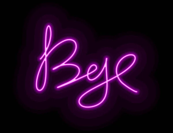 Engelse Woorden Bye Neon Vector Image Voor Logo Illustratie Icoon — Stockvector