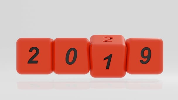 2020 New Year Change Turn 2020 Start 2019 End Red — Stock Video