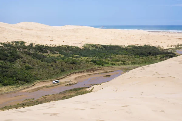 Písečné duny na devadesát Miles Beach na severu Nového Zélandu — Stock fotografie