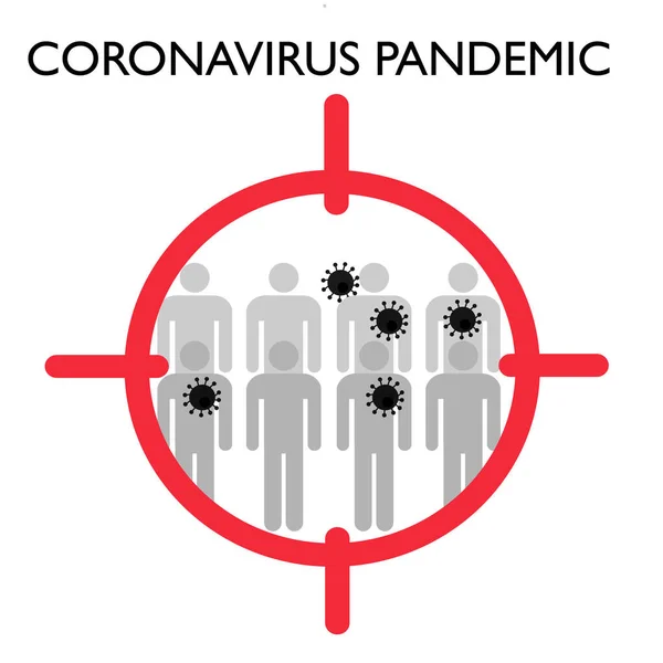 İnsanlık bir virüs tarafından hedef alınıyor. Koronavirüs salgını konsepti. Vektör illüstrasyonu
