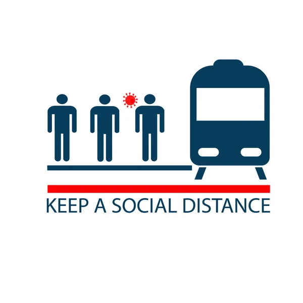 Keep Social Distance Boarding Public Transport People Get Train Concept — Stock Vector