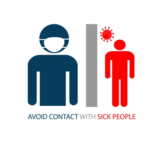 Vermijd Contact Met Zieke Mensen Een Affiche Vector Platte Illustratie — Stockvector